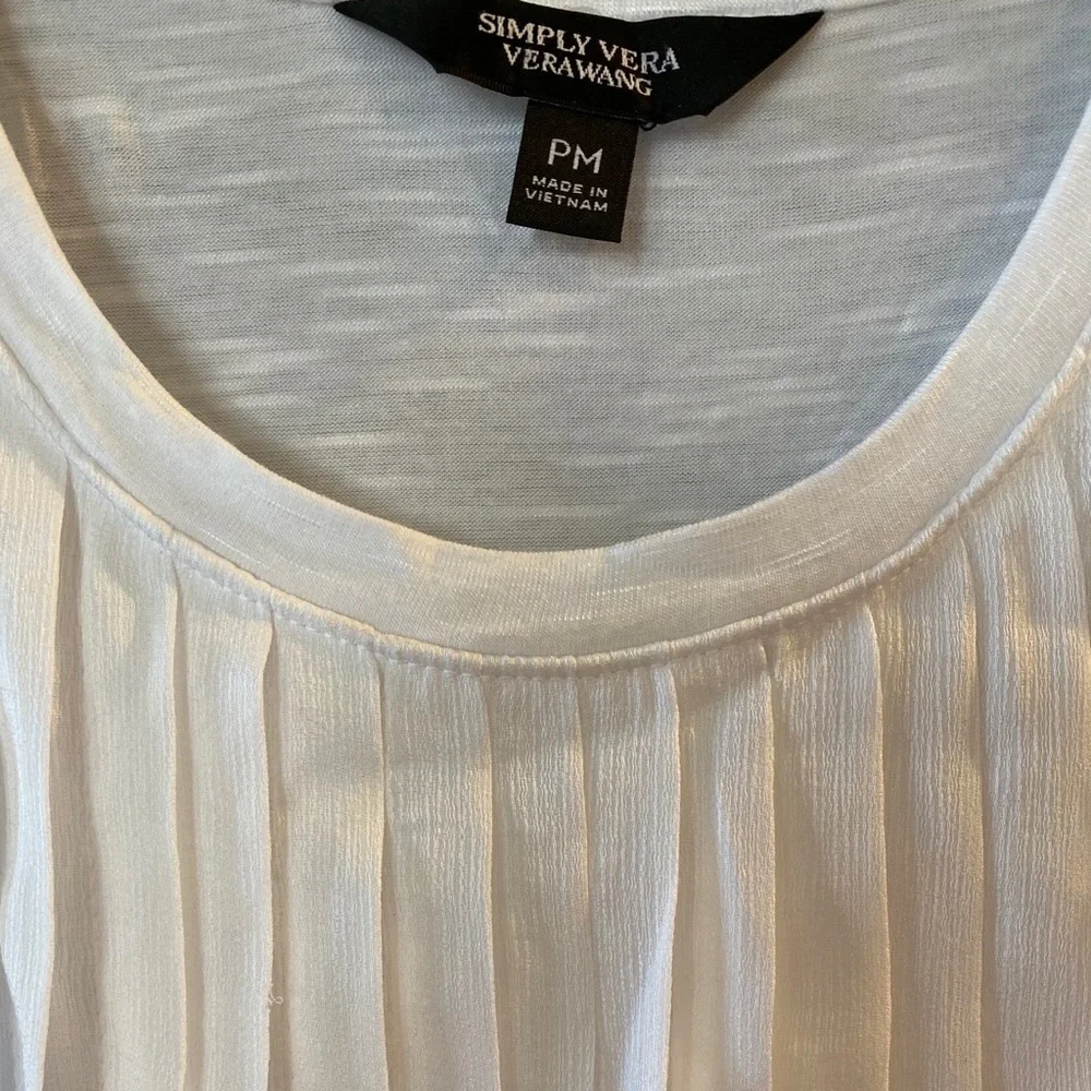 Simply Vera Vera Wang White Pintuck Flowy Tank Top Size MP